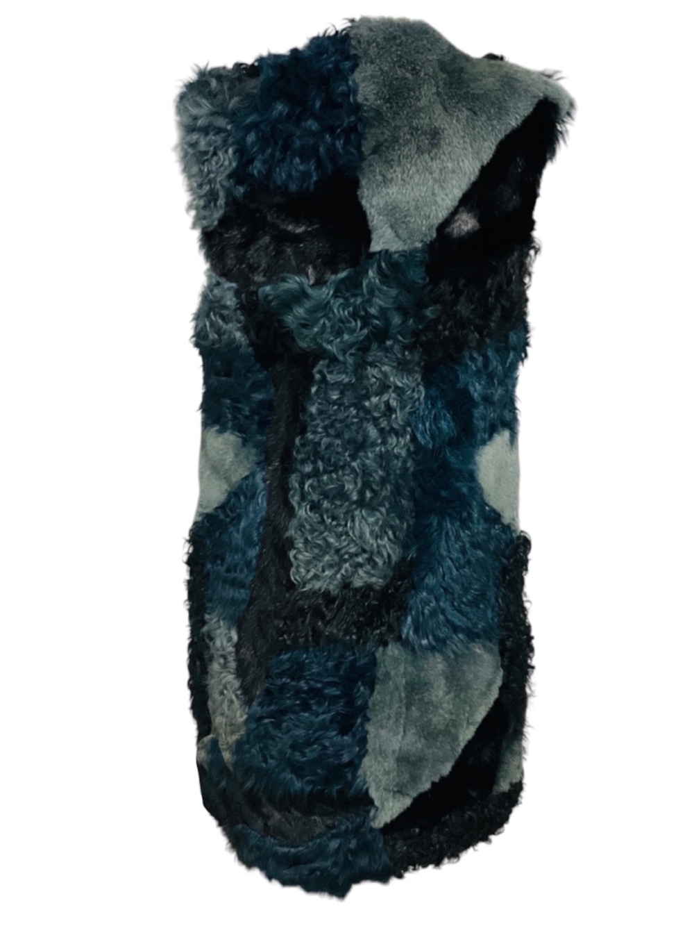 LOUIS VUITTON NAVY / SLATE BLUE / BLACK SILK LINED LAMB SHEARLING, RABBIT FUR, A - Picture 3 of 4